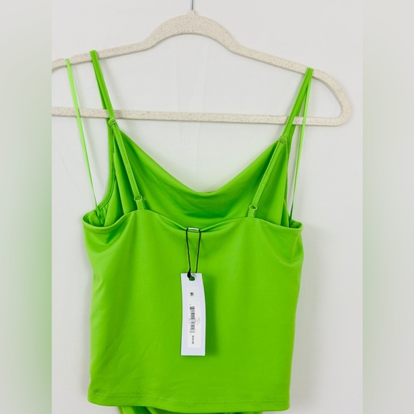 Steve Madden Lime Green “Lenny” Ruched Adjustable Spaghetti Strap Top Sm… - Picture 4 of 6